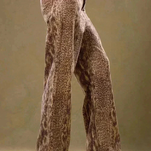 Multicolor Casual Women's Low Rise Snakeskin Denim Trousers - Picture 4 of 5